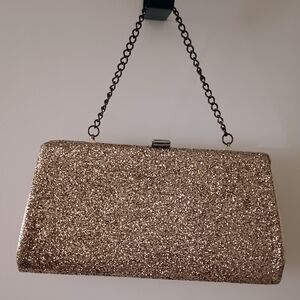 Vintage Elegant Glittering Gold Clutch with Chain